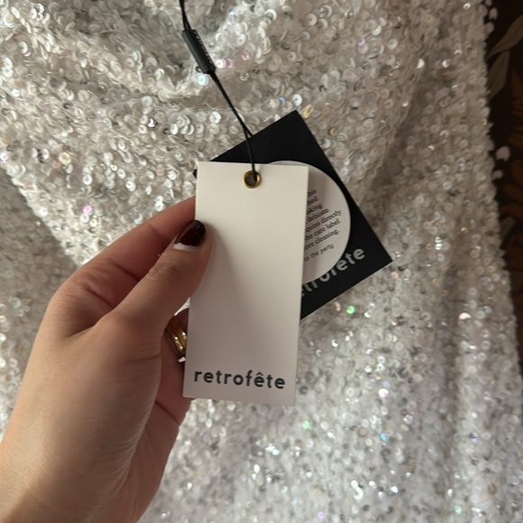 NWT retrofete Heather Dress in Silver & White size large - Picture 6 of 8